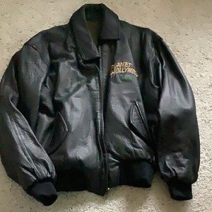 Planet Hollywood,black leather jacket, Miami. Size Medium. Reversible.